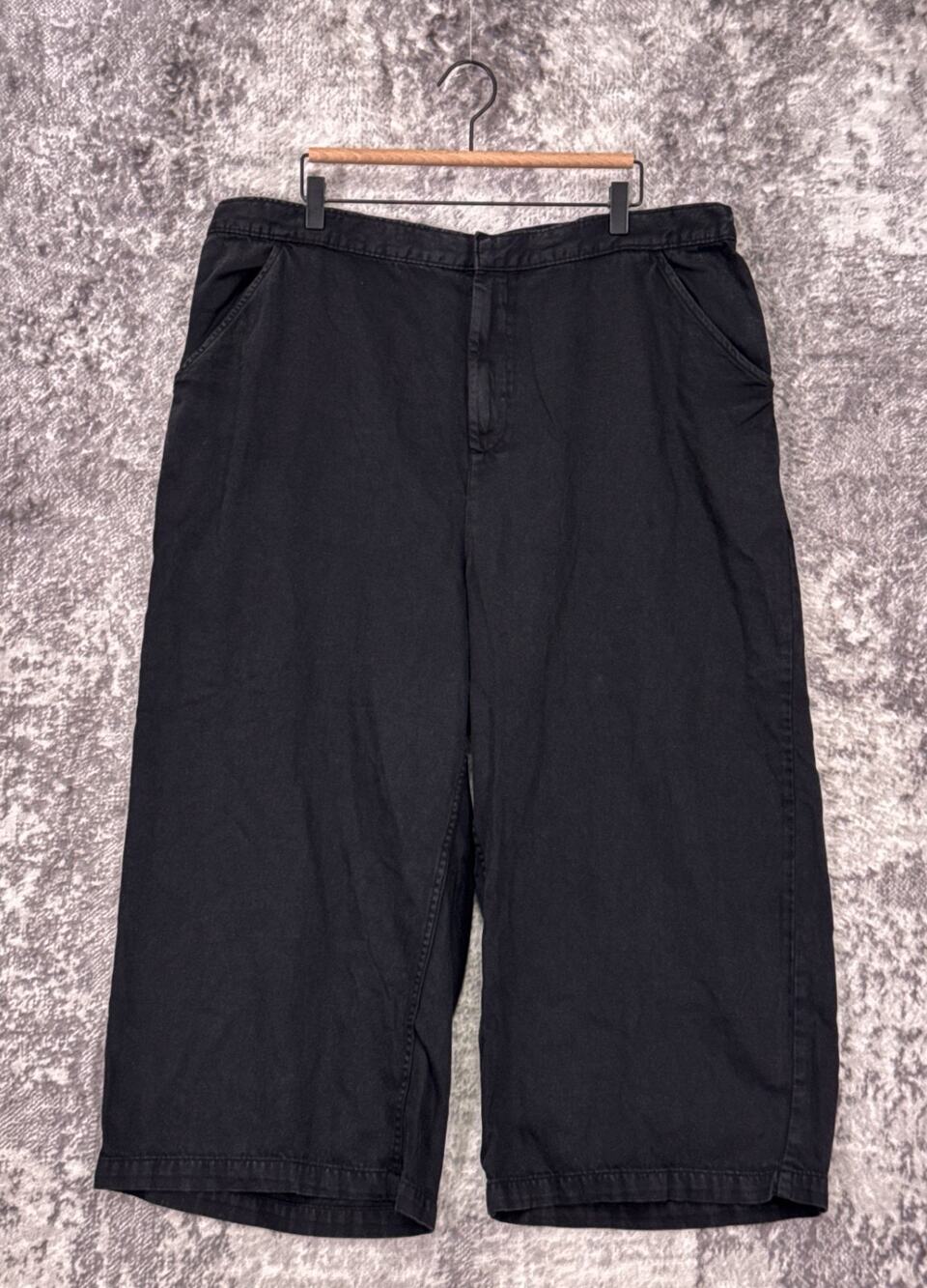 New Lucy & Yak Pants 42R Wide Leg Crop Halston Trouser In Black Organic Cotton